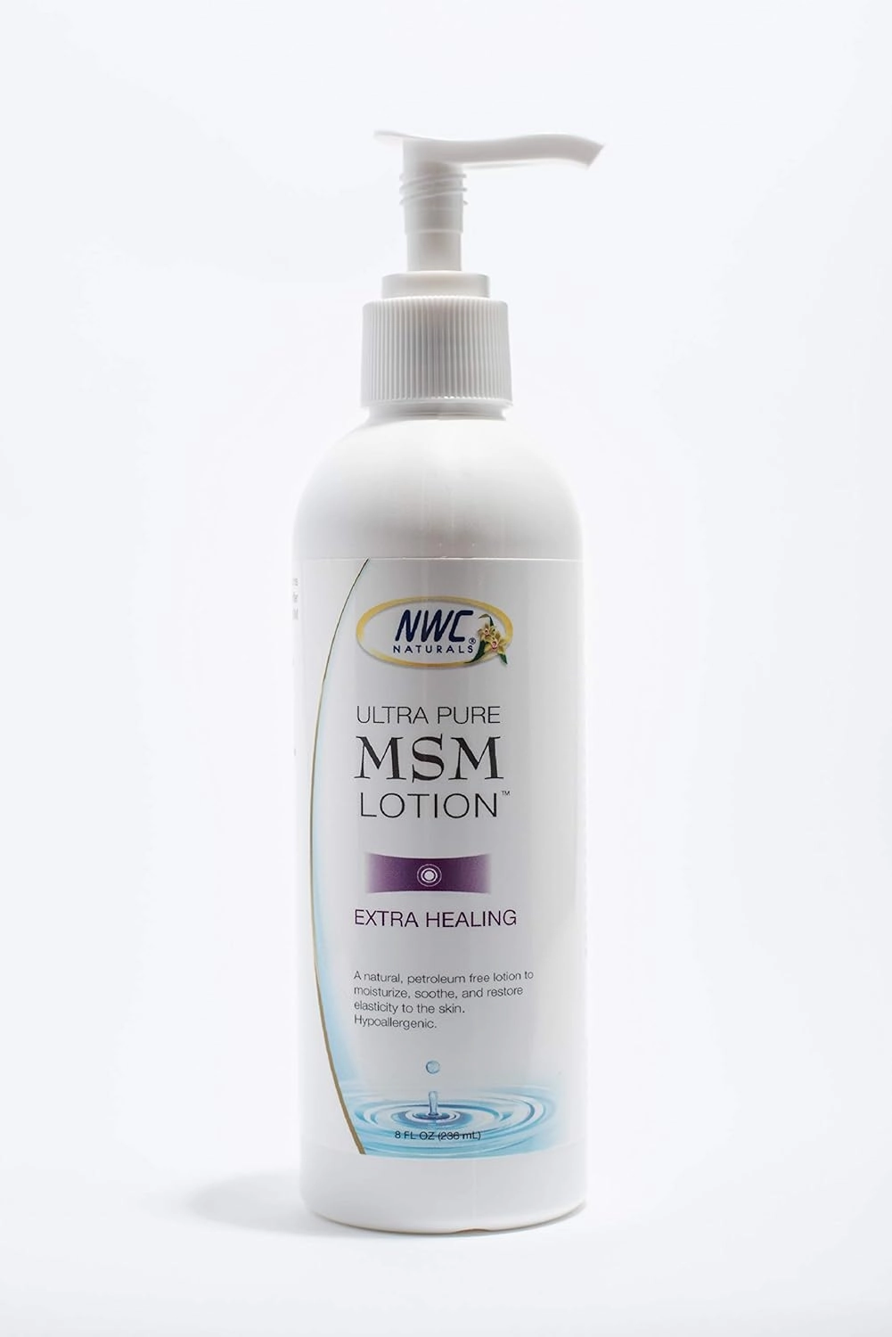 NWC Naturals UltraPure MSM Lotion All Natural Hypoallergenic ExtraHealing Nourishing Body Lotion by, 8 Fl Ounces