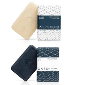Oars   Alps Blue Charcoal Exfoliating Men's Bar Soap   Moisturizing Men's Bar Soap Set, Clean Ingredients, Dermatologist Tested and Made with Clean Ingredients, TSA Approved, 2 Piece Bundle