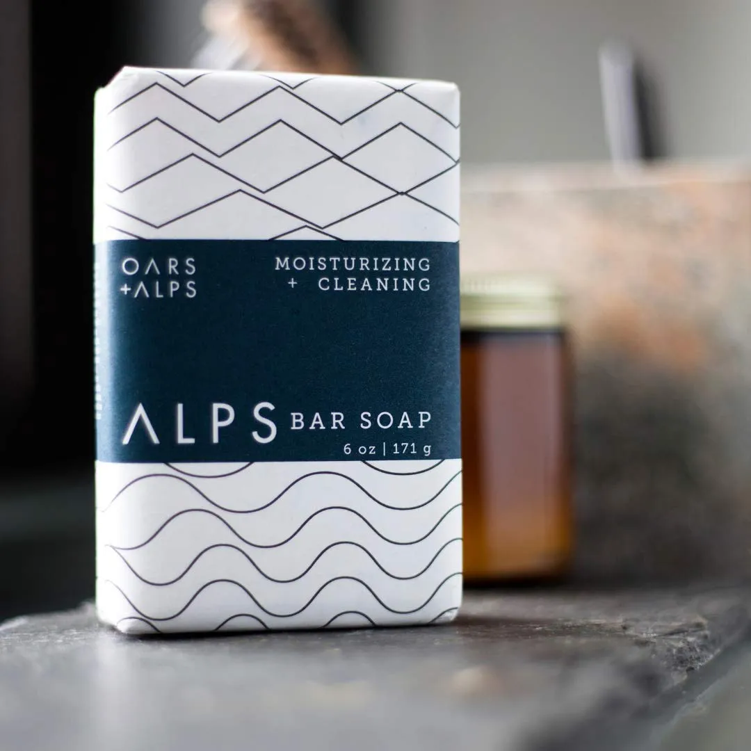 Oars   Alps Moisturizing Men's Bar Soap, Dermatologist Tested and Made with Clean Ingredients, Travel Size, 6 Pack, 6 Oz Each