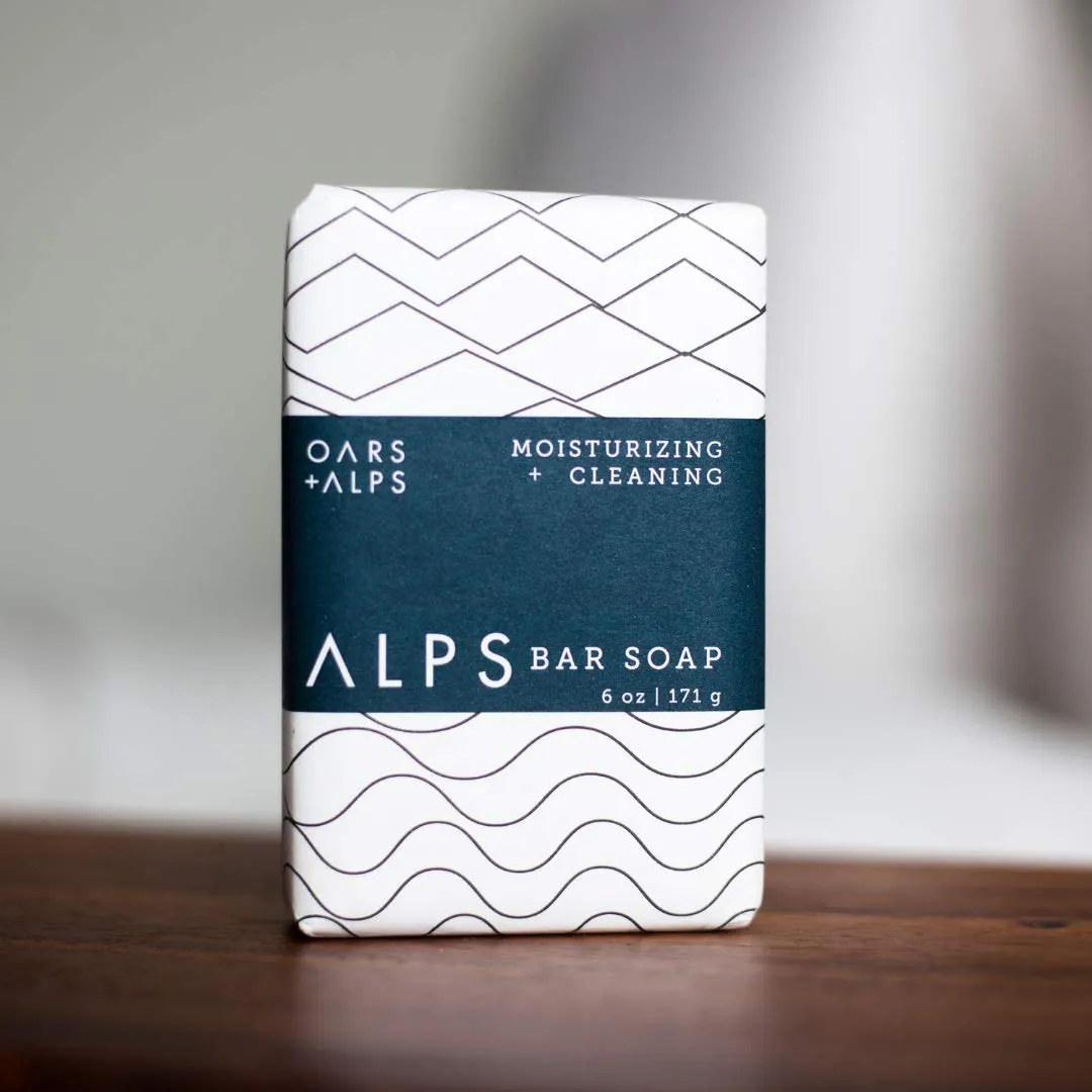 Oars   Alps Moisturizing Men's Bar Soap, Dermatologist Tested and Made with Clean Ingredients, Travel Size, 6 Pack, 6 Oz Each
