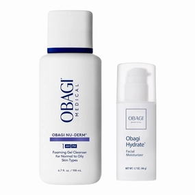 Obagi Nu-Derm Foaming Gel & Hydrate Facial Moisturizer Bundle – Deep Cleansing with Aloe Vera & Intense All Day Hydration