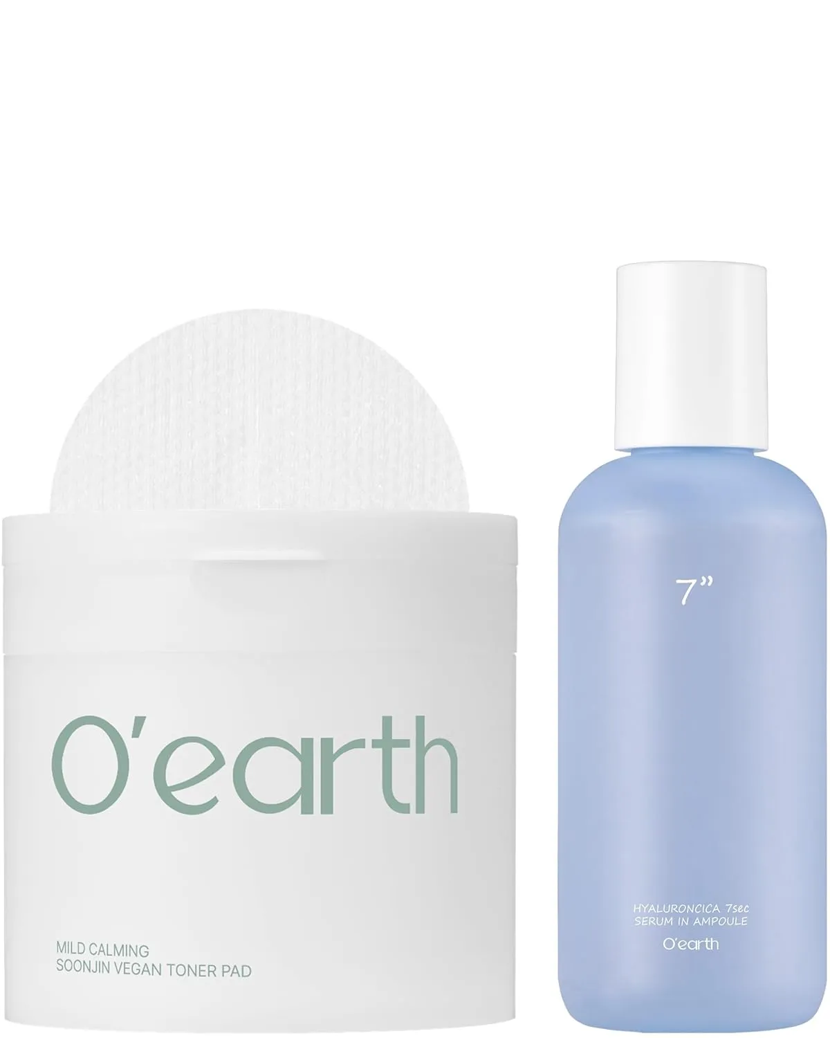 O'EARTH Triple Layer HyaluronCica 7sec Serum In Ampoule   Mild Calming Vegan Toner Pad Bundle