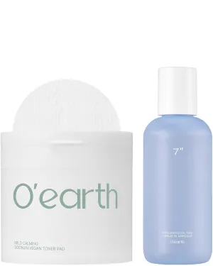 O'EARTH Triple Layer HyaluronCica 7sec Serum In Ampoule   Mild Calming Vegan Toner Pad Bundle
