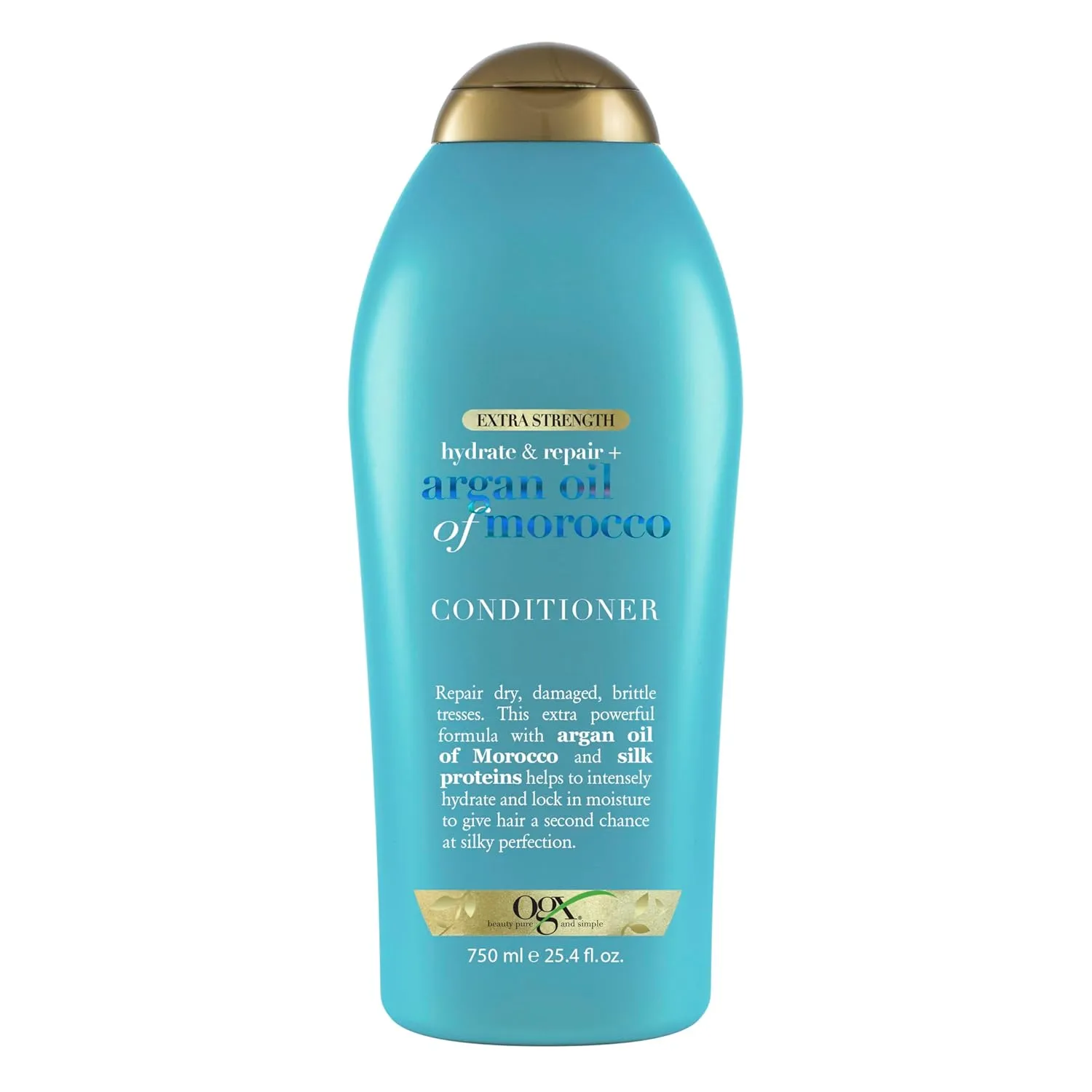 OGX Extra Strength Hydrate & Repair   Argan Oil of Morocco Conditioner for Dry, Damaged Hair, Cold-Pressed Argan Oil to Moisturize Hair, Paraben-Free, Sulfate-Free Surfactants, 25.4 Fl Oz