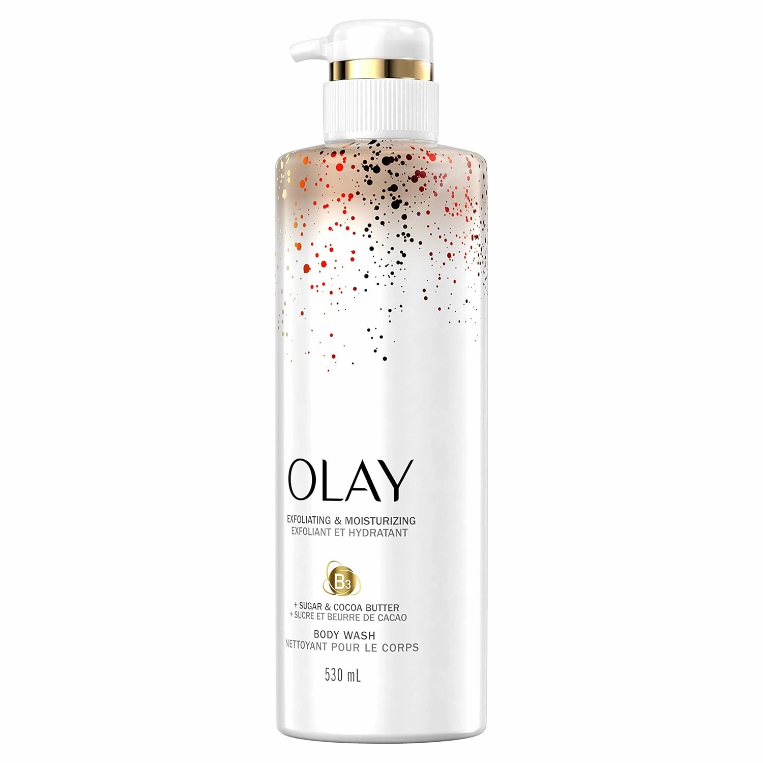 Olay Exfoliating & Moisturizing Body Wash With Sugar, Cocoa Butter, & Vitamin B3, 17.9 Fl Oz, 4.673 Lb