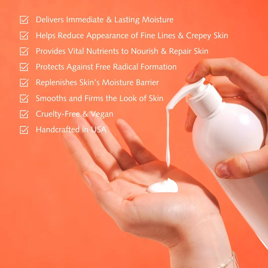 Orange & Vanilla Fusion Hand & Body Lotion, Natural Moisturizer for Dry Skin w/Aloe Vera, Coconut Oil, Ceramides, Vitamin B5, Vitamin E, Intense Moisturizing Cream 8 oz
