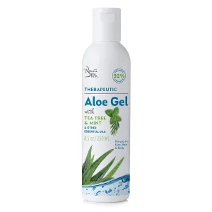 Organic Aloe Vera Gel for Face, Skin, Hair, Sunburn Relief, Infused with Therapeutic Tea Tree and Mint - 8.5 oz