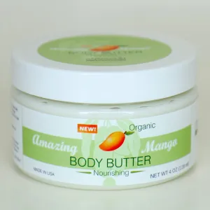 Organic Body Butter Amazing Mango For Women, 100% Pure, Body Lotion, Dry Skin Moisturizer For All Skin Types, ANNAZUR (Mango, 4)