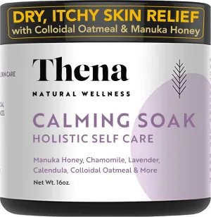 Organic Calming Soak Extra Moisturizing with 10% Colloidal Oatmeal Manuka Honey Vitamins, Ultra Gentle Relief for Dry, Sensitive, Eczema & Itchy Skin, Natural Bath Therapy for Adults, Kids & Babies