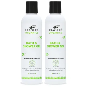 Organic Shower Gel 2/Pack - Fragrance Free Sulfate Free Parabens Free - for Itchy Dry Sensitive Skins - 8 oz - Gluten Free Vegan Cruelty Free - Organic Aloe Vera Bath Shower Gel - pure Natural