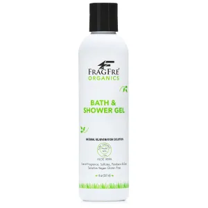 Organic Shower Gel 8 oz - Fragrance Free Sulfate Free Parabens Free - for Normal and Dry Sensitive Skins - Gluten Free Vegan Cruelty Free - Organic Aloe Vera Bath Shower Gel - pure Natural