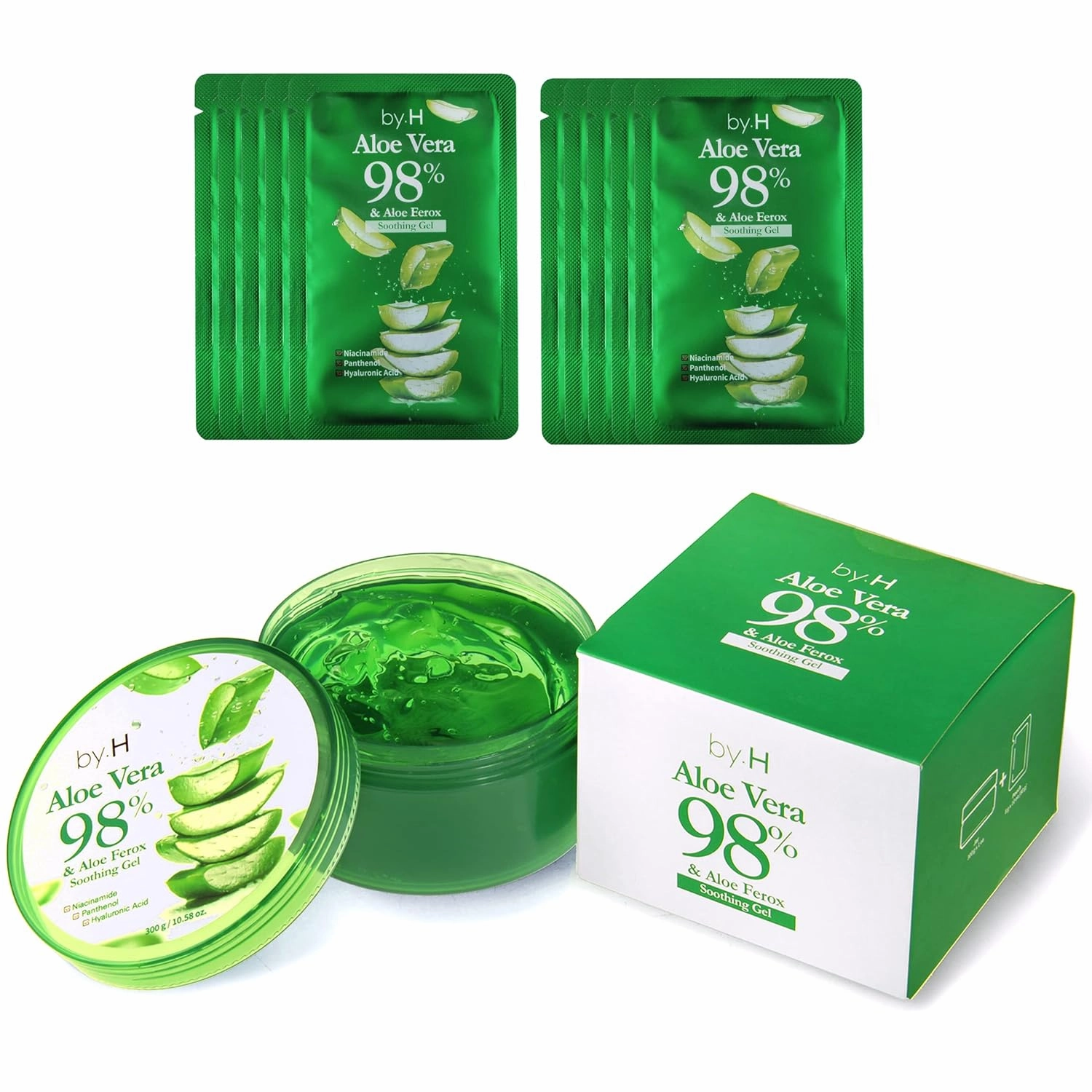 Organic Aloe Vera Soothing Gel (3 Pack   30 Pouches) - Natural Moisturizer for Skin and Hair, Effective for Sunburns, Razor Burns, and Gentle, Non-Greasy, Perfect for DIY Skincare [Made in Korea]