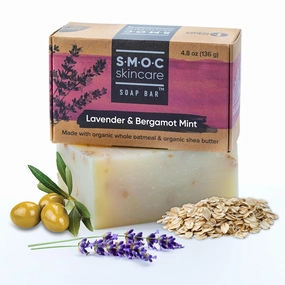 Organic Lavender   Bergamot Mint Soap for Face & Body — Ultra Moisturizing with Gentle Exfoliating Oatmeal, Olive Oil & Shea Butter — All Natural Soap Bar (1)