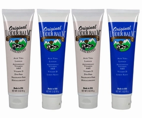 Original Udder Balm 3 oz Tube Lemon Scent and Unscented Bundle, Moisturizer Tube for Dry Skin, 4-Pack