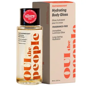 OUI the People FEATHERWEIGHT Hydrating Body Gloss, Unscented, Skin Barrier Boosting Serum Oil for Deep Hydration, Softens, Firms, and Enhances Skin Health, Shimmer Body Oil, 3.3 oz
