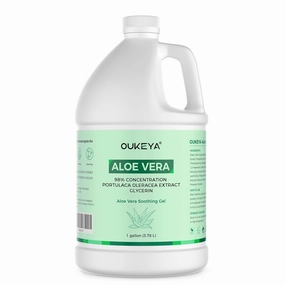 OUKEYA 1 Gallon, Aloe Vera Gel – Soothing, Hydrating, and Nourishing for Face & Body | 98% Natural Aloe Vera, Pure & Organic for After Sunburn Relief, Skincare & Hair Hydration, Calming Moisturizing