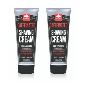 Pacific Shaving Company Caffeinated Shaving Cream - Caffeine, Shea Butter   Spearmint Antioxidant Shaving Cream - Clean Formula for a Hydrating, Redness Reducing   Irritation-Free Shave (7 Oz, 2 Pack)