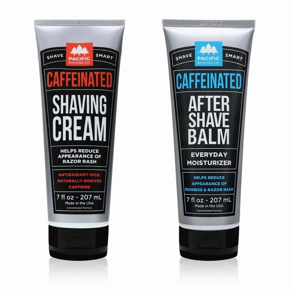 Pacific Shaving Company Caffeinated Shaving Cream & Aftershave Set - Shave Kit for Men - Antioxidant   Caffeine Enriched Shave Cream   Aftershave Lotion (7 Oz, 2 Pack)