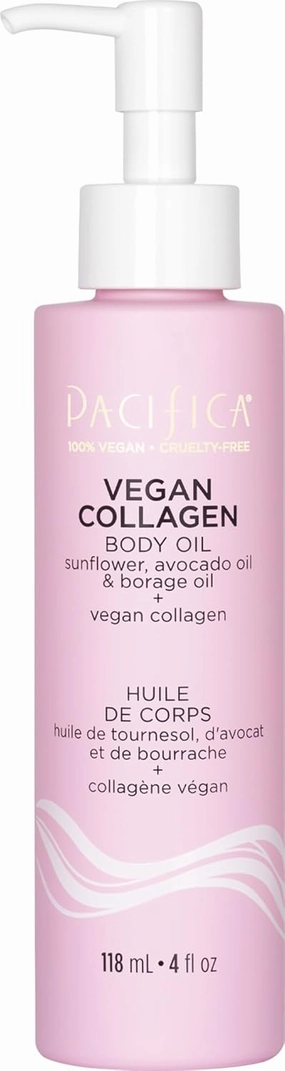 Pacifica Vegan Collagen Body Oil - Moisturizing, Hydrating Massage for Dry Skin, Soft & Radiant Glow, Jasmine Scent, 4 fl oz