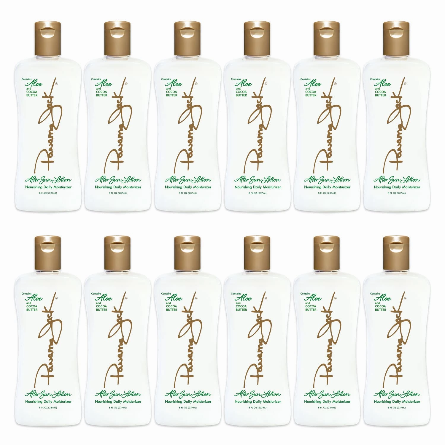 Panama Jack Aloe Moisturizer Lotion - After Sun Daily Skincare, Contains Aloe, Cocoa Butter, Olive & Hemp Seed Oils with Vitamin E, 8 FL OZ (Pack of 12)