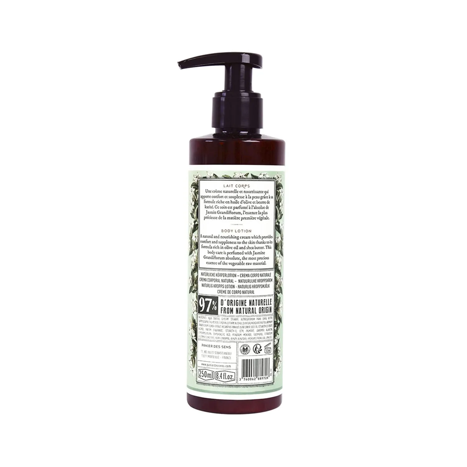 Panier des Sens –Jasmine Hand & Body Lotion for Dry Skin - Hydrating Body Cream for Women - Nourishing Fluid Body Moisturizer Shea Butter & Olive Oil - 97% Natural Ingredients Body Care - 8.45 Floz