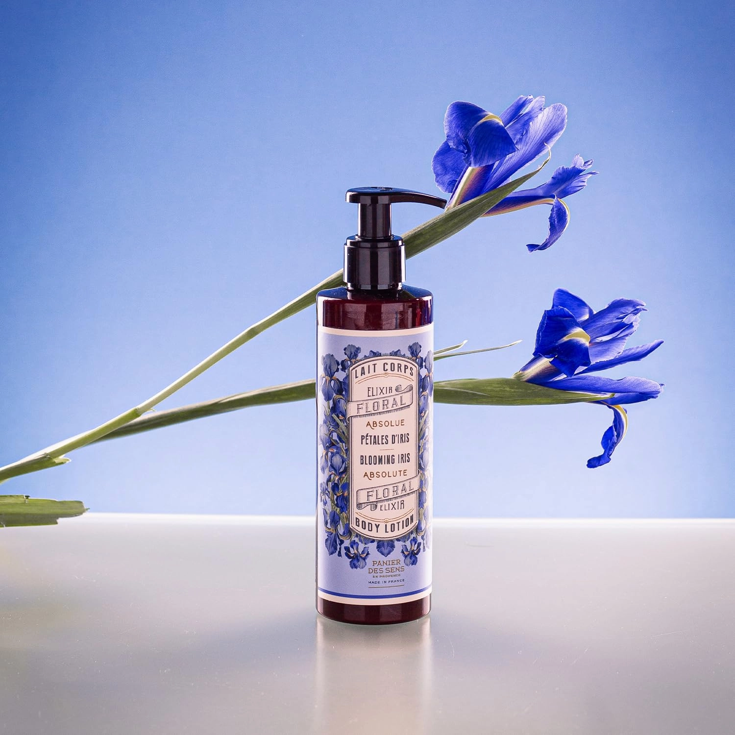 Panier des Sens – Iris Hand & Body Lotion for Dry Skin - Hydrating Body Cream for Women - Nourishing Fluid Body Moisturizer Shea Butter & Olive Oil - 97% Natural Ingredients Body Care - 8.45 Floz