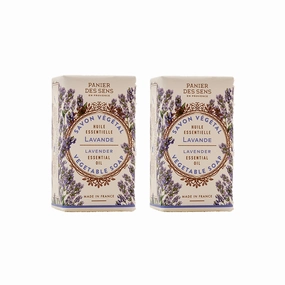 Panier des Sens - Lavender Bar Soap - Moisturizing Gentle Scented Soap Bar - Natural Soap with Sweet Almond - 97% Natural Ingredients Made in France - Vegan Friendly - Body & Hand Soap Bars 2x5.3 oz