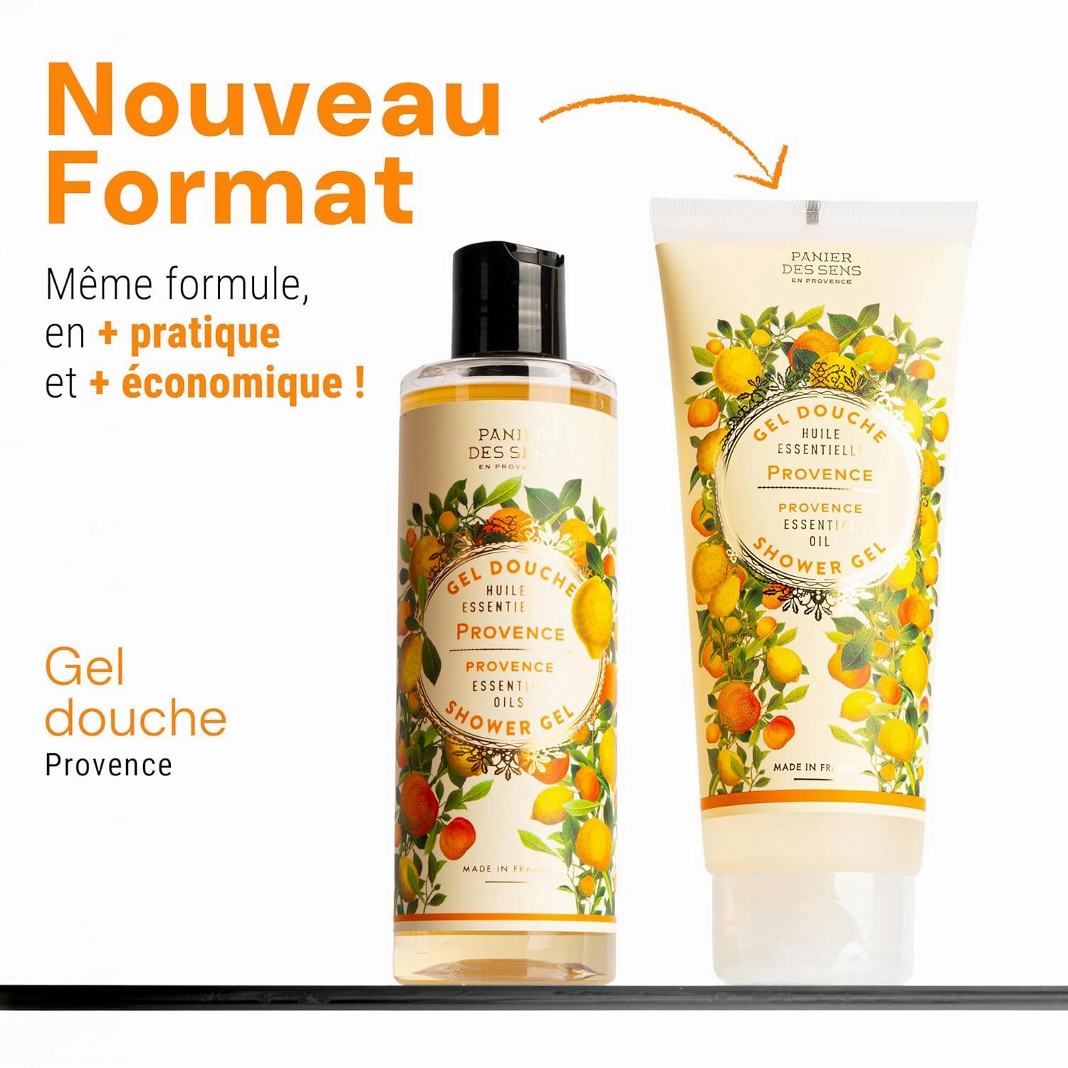 Panier des Sens – Provence Shower Gel – Foaming Citrus Body Wash Women & Men - Moisturizing Body Soap with Shea Oil - 96% Natural Ingredients Body Care - Vegan Liquid Body Wash - 8,45 floz