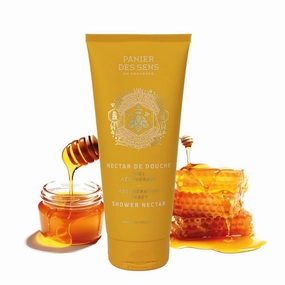 Panier des Sens - Shower Gel - Foaming Body Wash Women & Men - Moisturizing Body Soap with Glycerin, Olive Oil - 95% Natural Ingredients Body Care - Vegan Liquid Body Wash - 8,45 floz (Honey)