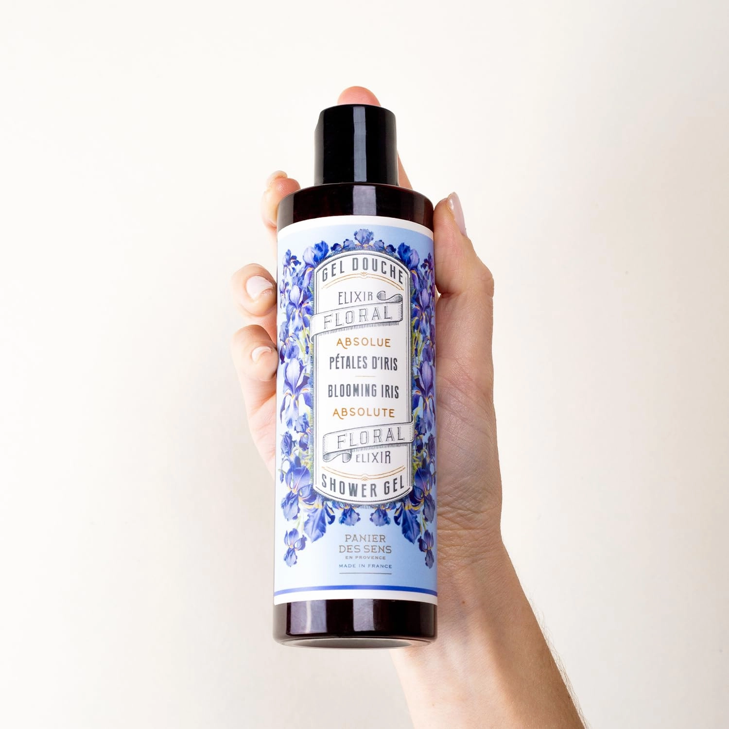 Panier des Sens – Shower Gel - Foaming Body Wash Women & Men - Moisturizing Body Soap with Shea Oil - 96% Natural Ingredients Body Care - Vegan Liquid Body Wash (Iris)