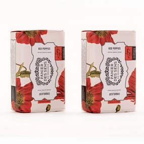 Panier des Sens Red Poppies Shea butter natural bar soap, bath & body soap bars - Made in France 95% natural - 2 bars, 7oz/200g each