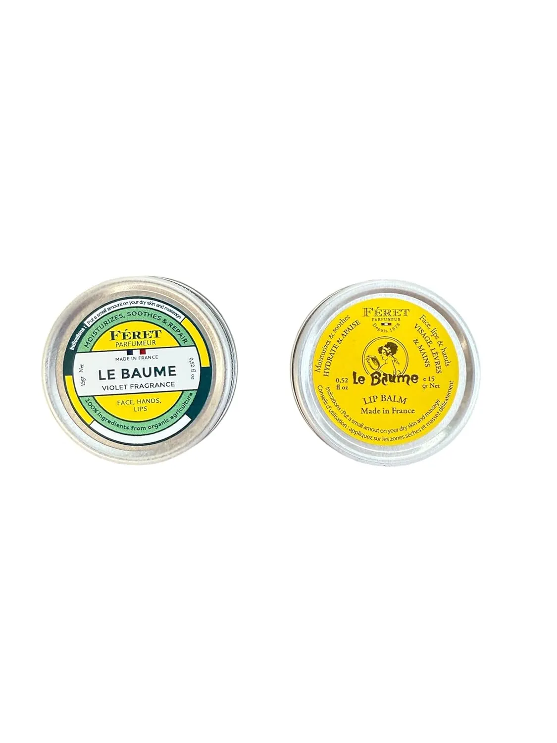 Parfumeur Le Baume, Natural Multipurpose Moisturizing Balm, Face Lips and Body, Made in France (0.5 oz   0.5 oz, Violet   Rose)