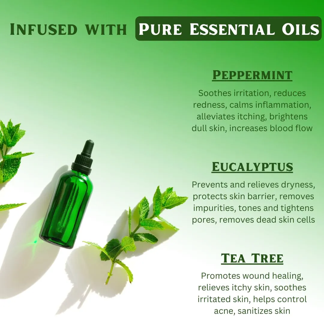 Peppermint, Tea Tree & Eucalyptus Hydrating Body Wash, Invigorating Sulfate-Free Shower Gel for Soft, Hydrated & Healthy Skin, Moisturizing & Gentle for Normal & Sensitive Skin 16 oz