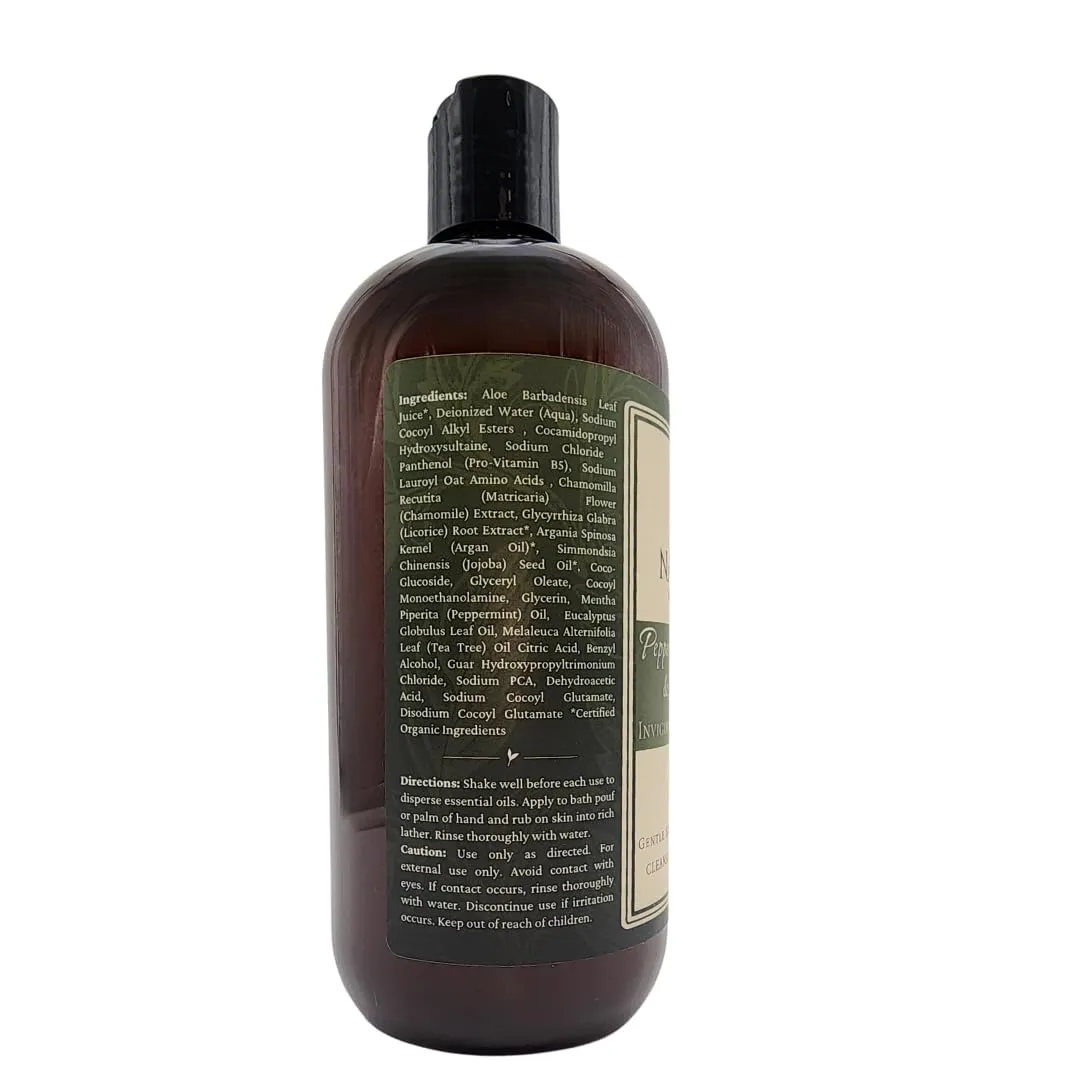 Peppermint, Tea Tree & Eucalyptus Hydrating Body Wash, Invigorating Sulfate-Free Shower Gel for Soft, Hydrated & Healthy Skin, Moisturizing & Gentle for Normal & Sensitive Skin 16 oz