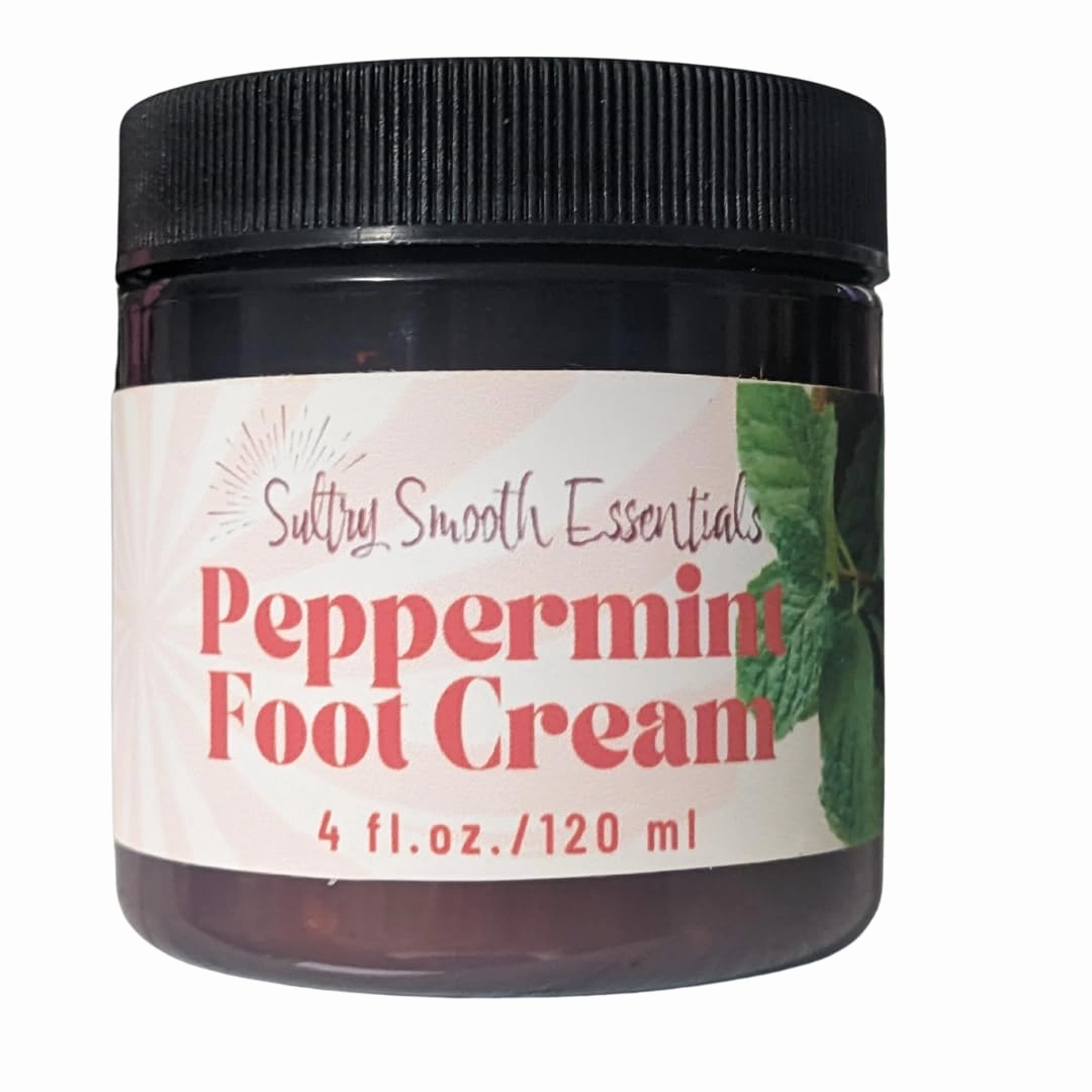 Peppermint Foot Cream - Relieves   Replenishes Dry Skin, Cooling Peppermint with Soothing Ultra-Moisturizing Shea   Cocoa Butters, Lanolin   Essentials oils (4 oz)