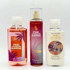 Pink Pineapple Sunrise 3-Piece Bath Bundle | Shower Gel, Fine Fragrance Mist and Body Lotion