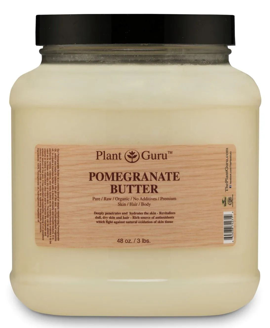 Pomegranate Body Butter 3 lb. 100% Pure Raw Fresh Natural Cold Pressed. Skin Body and Hair Moisturizer, DIY Creams, Balms, Lotions, Soaps.