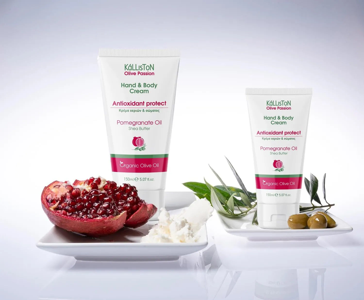 Pomegranate Infused Extract Lotion, Organic Extra Virgin Olive Oil, Hand & Body Cream, Cruelty Free, Made in Historic Crete, Greece, 5 oz. Each Tube, Pack of 2