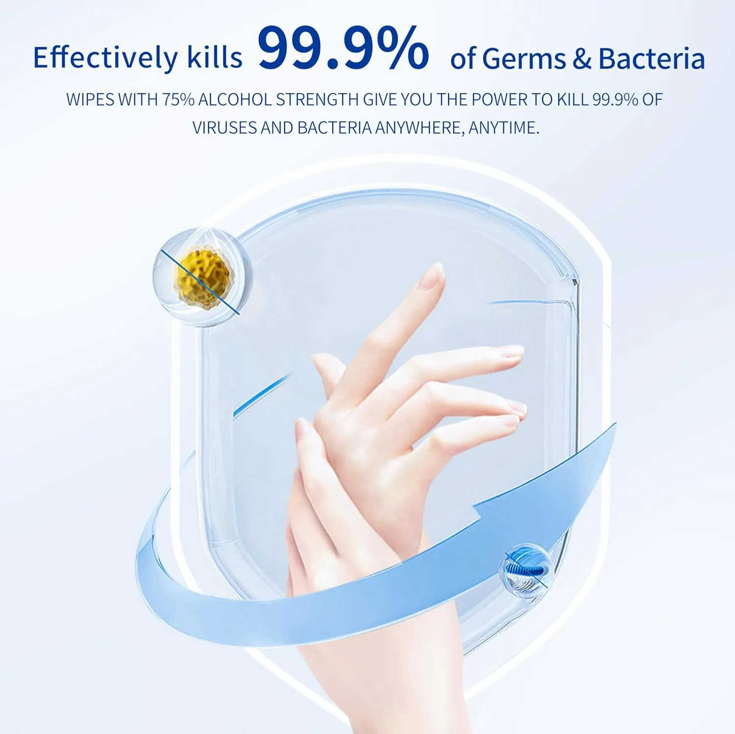 Portable 75% Alcohol Hand Sanitizer with Aloe Moisturizer & Vitamin E - On-the-Go All-Purpose Travel Wipes for Restaurant and Home Office Use (50 WIPES, Japanese Cherry Blossom)