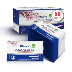 Portable 75% Alcohol Hand Sanitizer with Aloe Moisturizer & Vitamin E - On-the-Go All-Purpose Travel Wipes for Restaurant and Home Office Use (50 WIPES, Japanese Cherry Blossom)