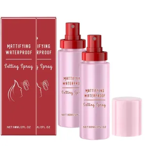 Powder Melt Glass Setting Spray, Ultra-Smooth Finish- Size Setting Spray, Hydrating, Makeup Wear Up to 12 Hours (2)