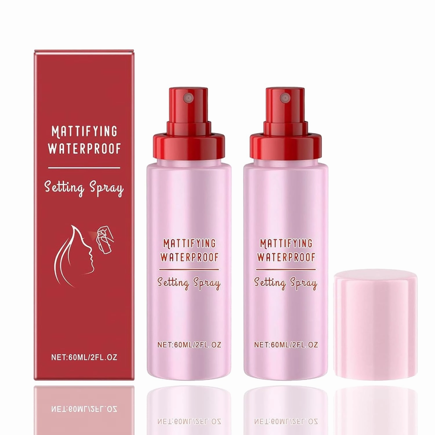 Powder Melt Glass Setting Spray, Ultra-Smooth Finish- Size Setting Spray, Hydrating, Makeup Wear Up to 12 Hours (2pcs)