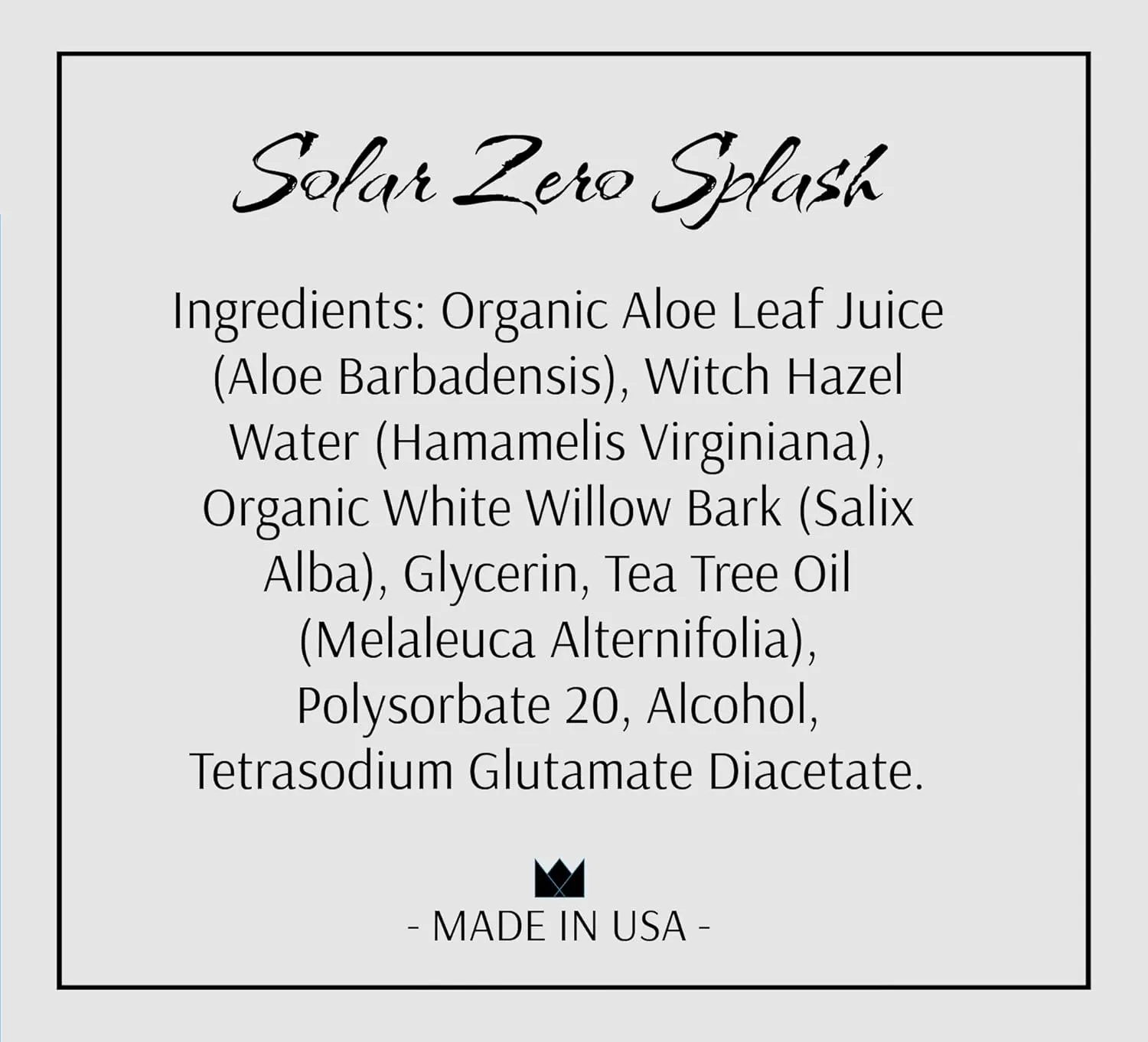 Premium Aftershave Splash for Men (Solar Zero). Powered with Aloe and Witch Hazel 3.4 oz (1-Pack)