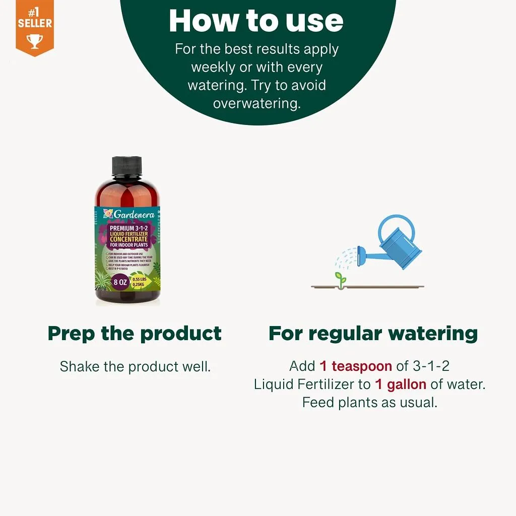 Premium Liquid Aloe Vera Fertilizer - 3-1-2 Concentrate for Indoor Plants and Flowers - Organic Plant Food - 32oz