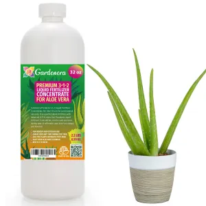 Premium Liquid Aloe Vera Fertilizer - 3-1-2 Concentrate for Indoor Plants and Flowers - Organic Plant Food - 32oz