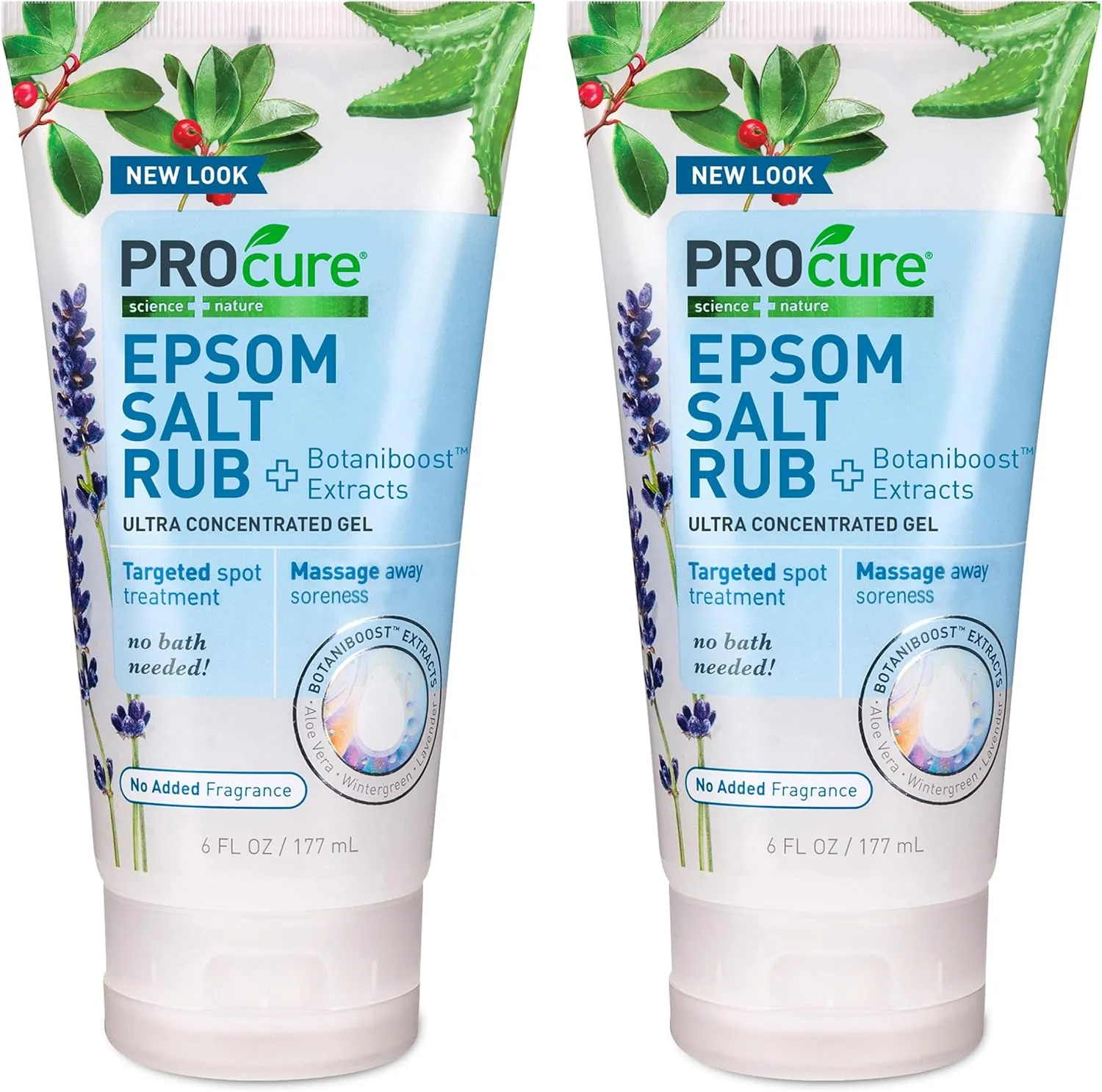 PROcure Epsom Salt Rub Gel with Aloe Vera, Soothes Muscle Tension, Aches & Soreness Directly Where It Hurts, 6 Fl Oz (Pack of 2)