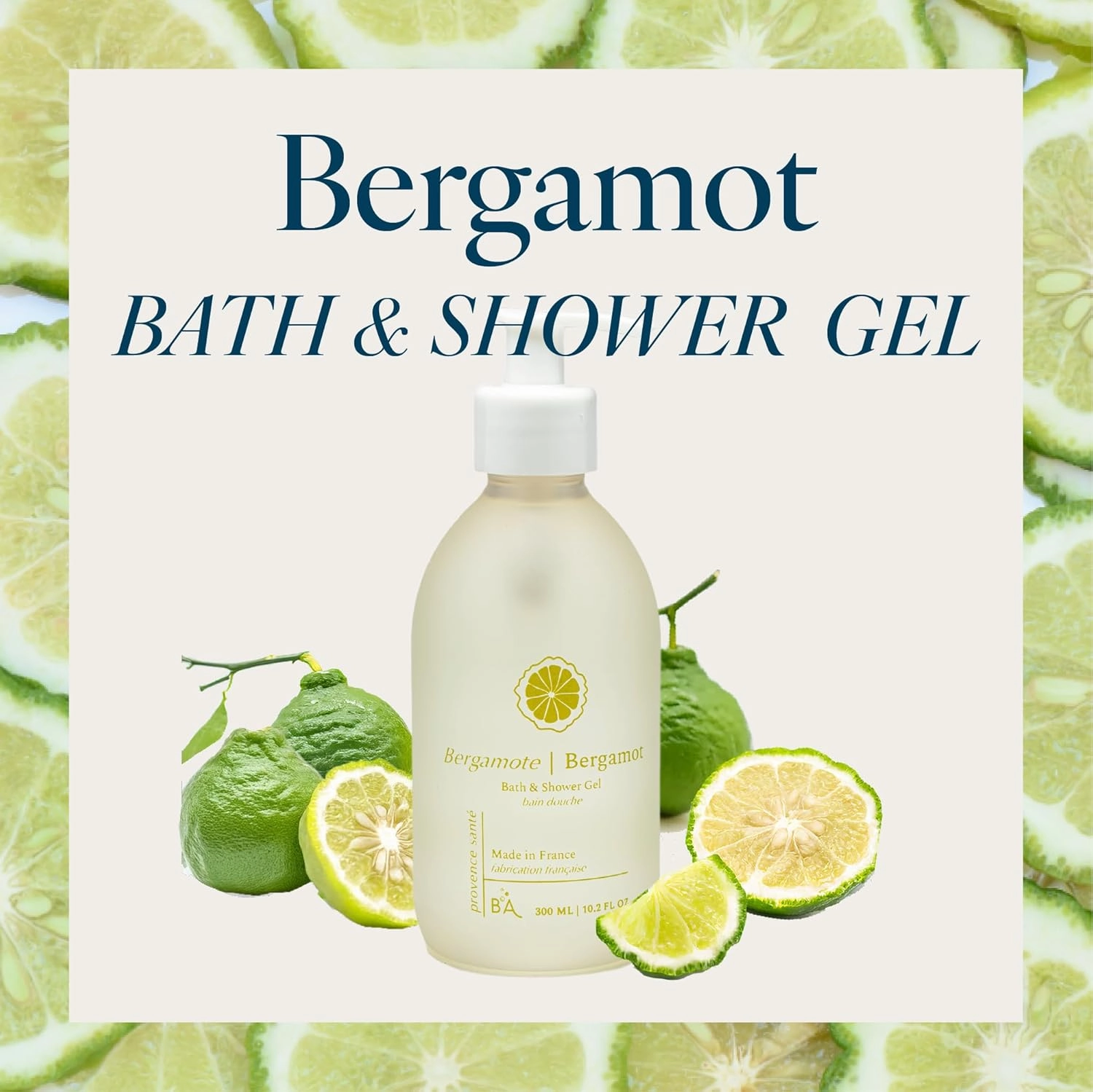 Provence Sante Cleansing Bath & Shower Gel - Moisturizing Almond Oil Body Wash for Dry Skin - Nourishing Light Citrus Bergamot Scent - Made in France - 10.2 Oz