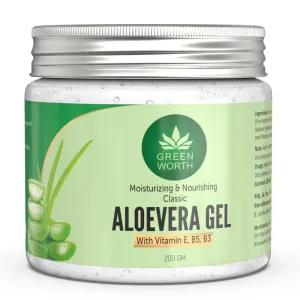 Pure Aloe Vera Gel – 200g | For Face, Skin & Hair | With Vitamin B3, E & Pro-Vitamin B5 | Soothing & Hydrating Formula