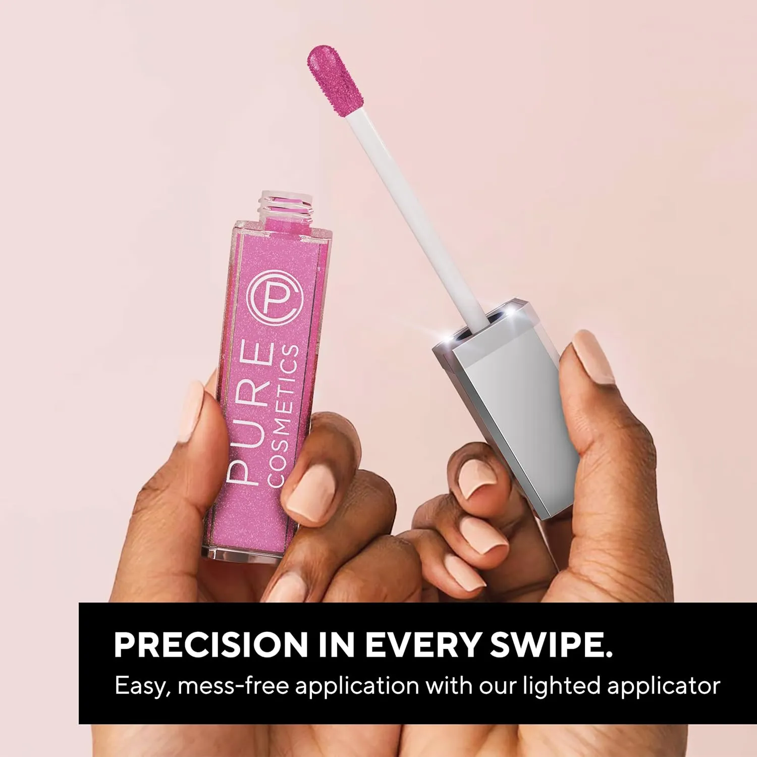 Pure Cosmetics Pure Illumination Lip Gloss - LED-lit Applicator w/Side Mirror - Non-Sticky, Moisturizing & Hydrating Lip Glosses - Soothes & Protects Dry Chapped Lips (Ooh La La)