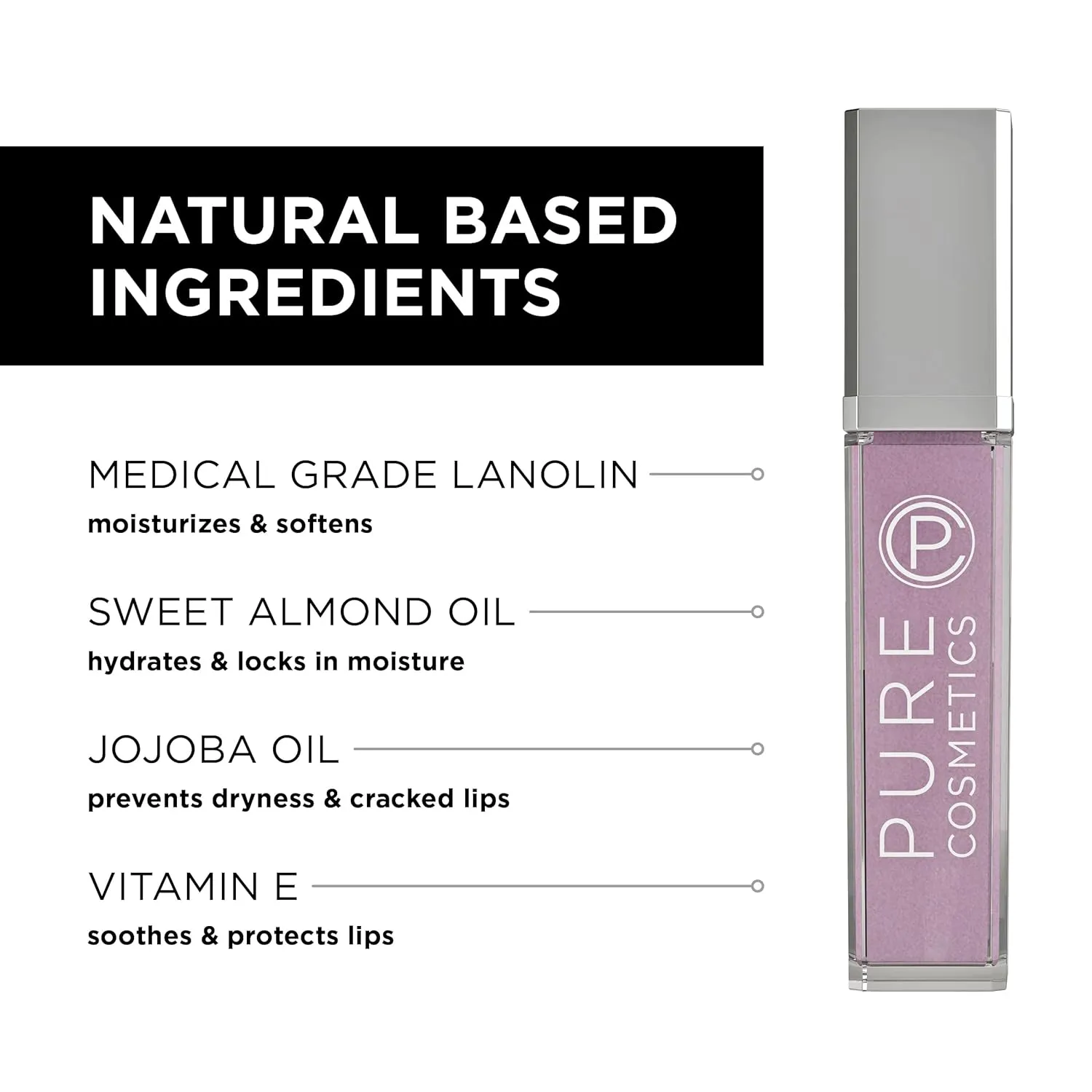 Pure Cosmetics Pure Illumination Lip Gloss - LED-lit Applicator w/Side Mirror - Non-Sticky, Moisturizing & Hydrating Lip Glosses - Soothes & Protects Dry Chapped Lips (Ooh La La)